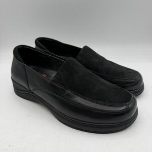 Propet Elite Walkers Shoes Women Sz 8.5 W (D) Black Leather Slip On Loafer W9601